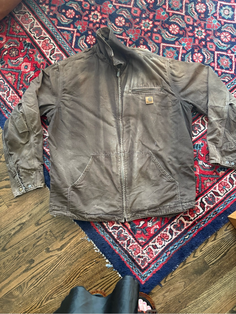Carhartt Hamilton J169 Dark Brown Canvas Jacket -Heavy-Duty Zip Front SIZE XL